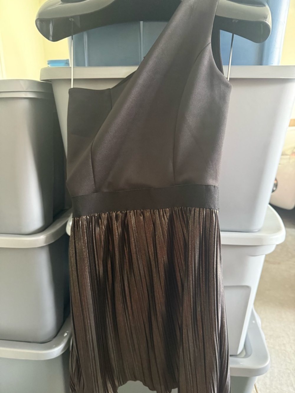 Rue21 Black and Bronze One-Shoulder Pleated Dress p12